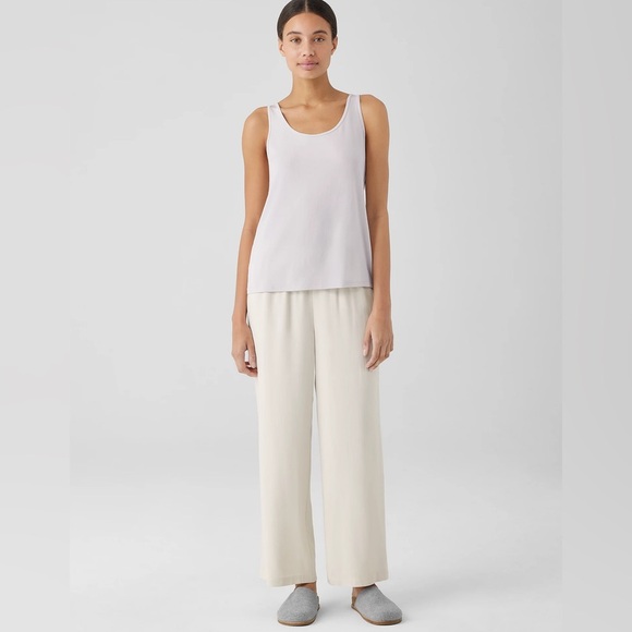 NWT Eileen Fisher Silk Georgette Crepe Straight Pant - Picture 2 of 8